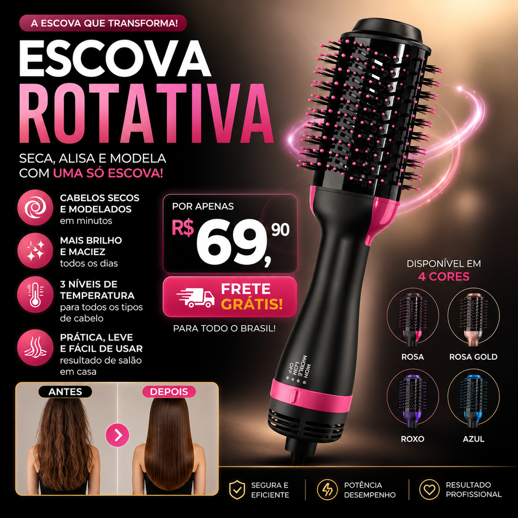 Escova secadora 3 em 1