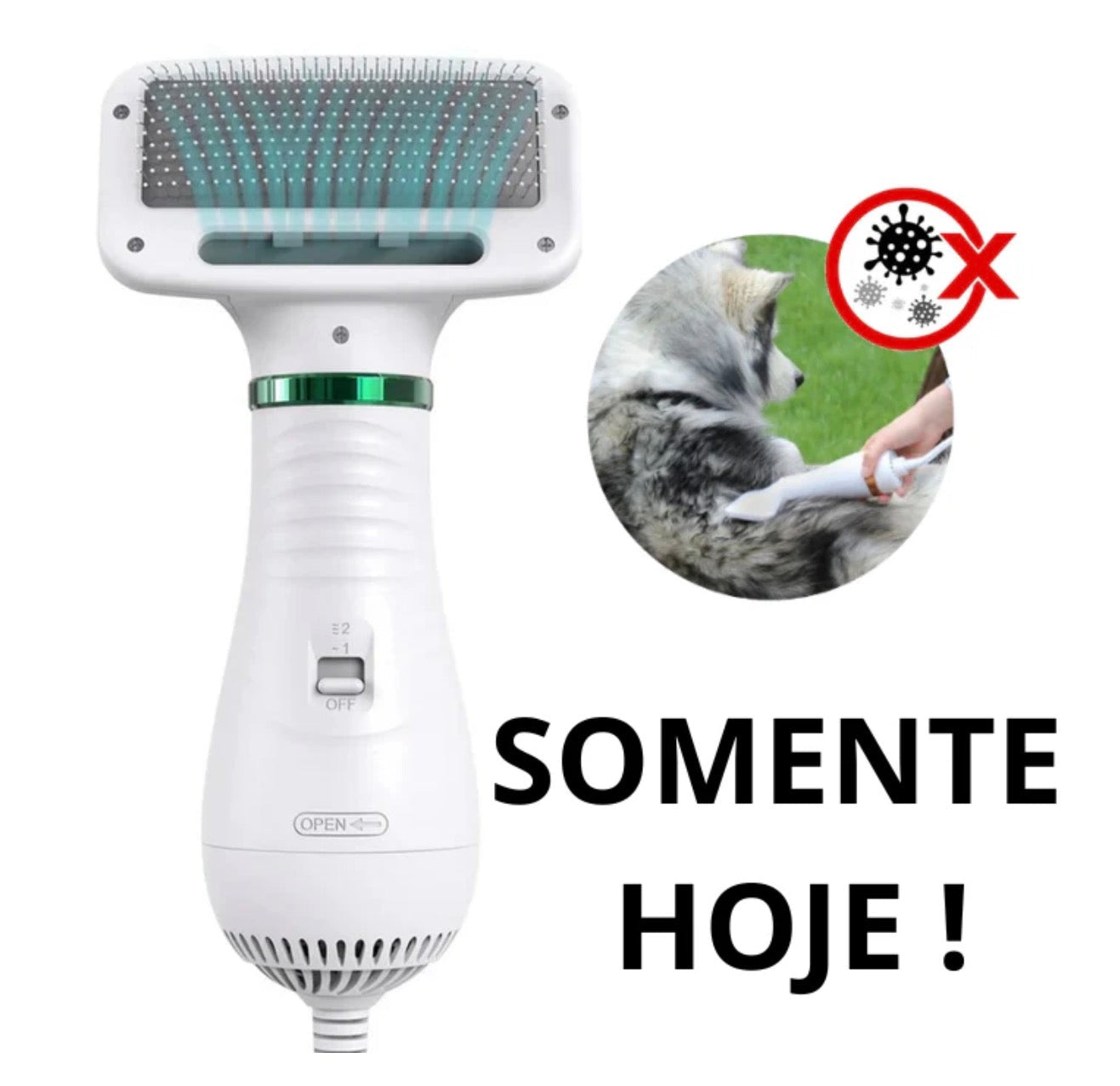 SECADOR PET 3 EM 1 - SECA, PENTEIA E MASSAGEIA OS PELOS DO SEU PET