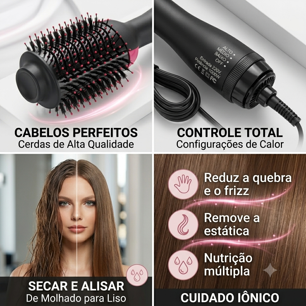 Escova secadora 3 em 1