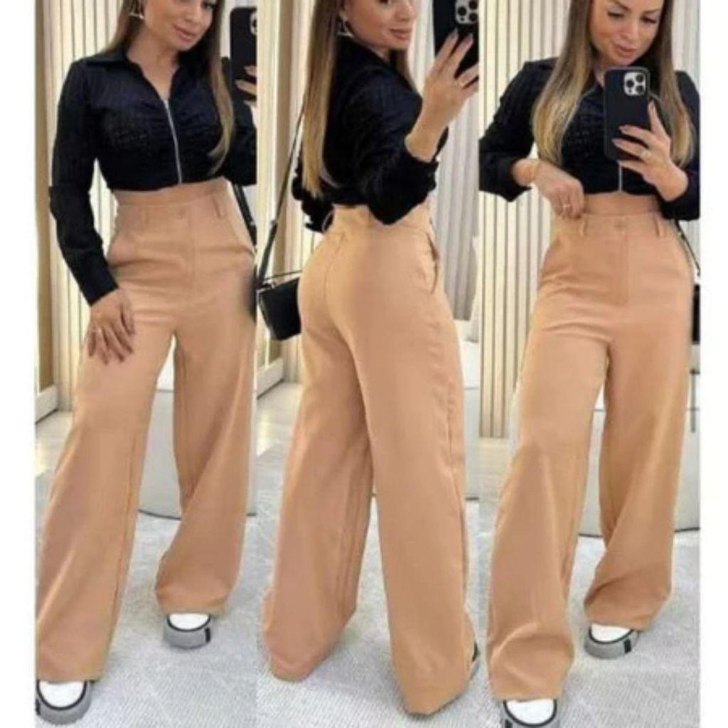 Kit 2 Calça Alfaiataria PREMIUM Com Bolso Cintura Alta PROMOÇÃO