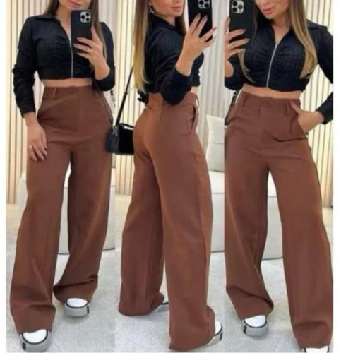 Kit 2 Calça Alfaiataria PREMIUM Com Bolso Cintura Alta PROMOÇÃO