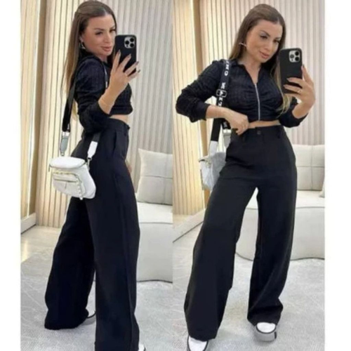 Kit 2 Calça Alfaiataria PREMIUM Com Bolso Cintura Alta PROMOÇÃO
