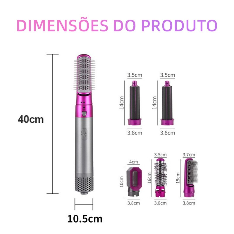 Secador De Cabelo Multifuncional 5 Em 1 , Seco/Suave/Onda , Escova Alisadora De Estilo