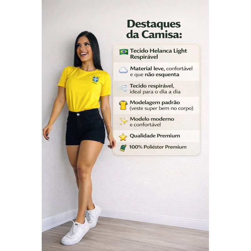 Kit 2 T-Shirt Casal Brasil TORCEDOR CASAL Modelo Novo Blusa Camisa 100% Algodão